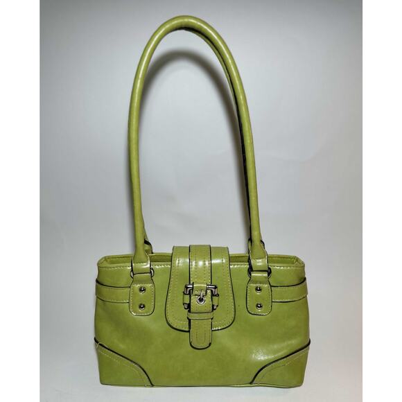 Chartreuse Green Buckle Shoulder Bag - Picture 1 of 8